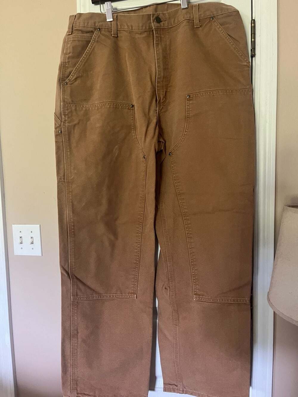 Carhartt B136-BRN Loose Original Fit Washed Duck Double-Front Dungaree Pants
